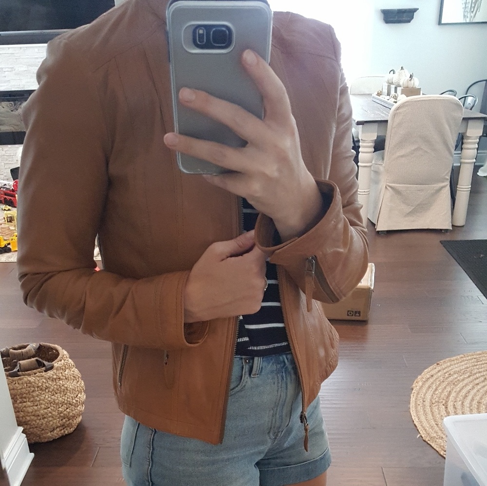 Tan leather jacket